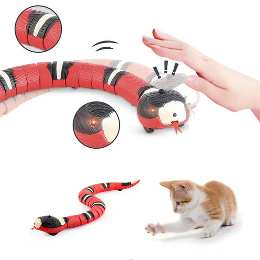 Smart Sensing Snake Cat Toy - Automatically Detects Obstacles and Escapes, Interactive Moving Electric Snake Toy for Cats